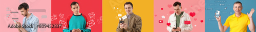 Group of men with mobile ph...