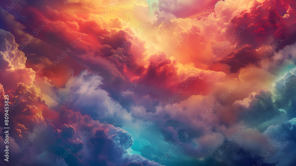 A celestial serenade of colors twirling within celestial clouds