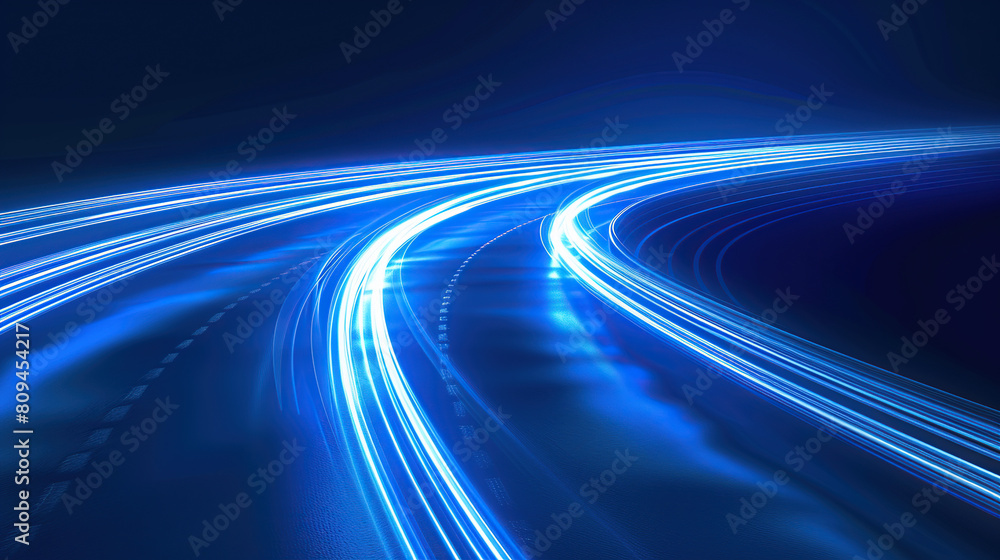 An abstract blue background with blurred stripes and light stripes on the horizon. The lines resemble a highway, with a focus on smooth curves that represent technology and communication concepts. An abstract blue background with blurred stripes and light stripes on the horizon. The lines resemble a highway, with a focus on smooth curves that represent technology and communication concepts.