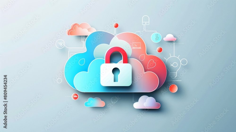 Secure cloud technology concept illustration Secure cloud technology concept illustration