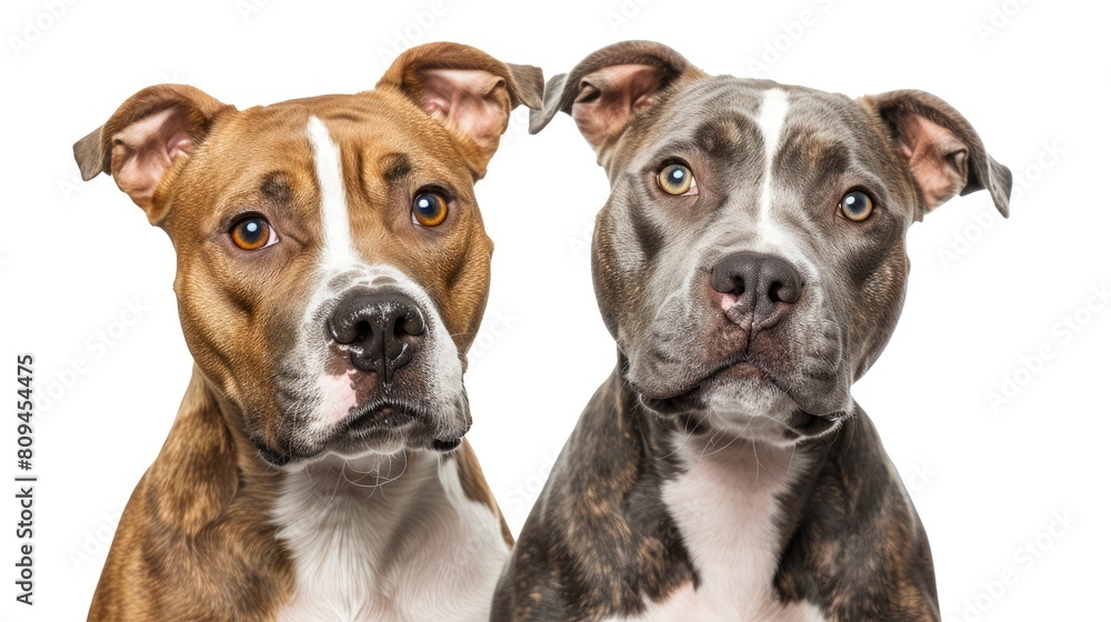 Two American Staffordshire Terriers isolated on a white background
