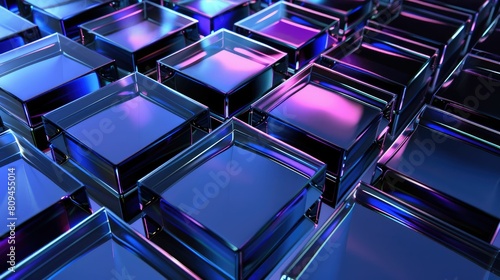 A sea of futuristic glowing blue cubes