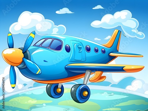 Cute plane cartoon, airplane illustration © AmirsCraft