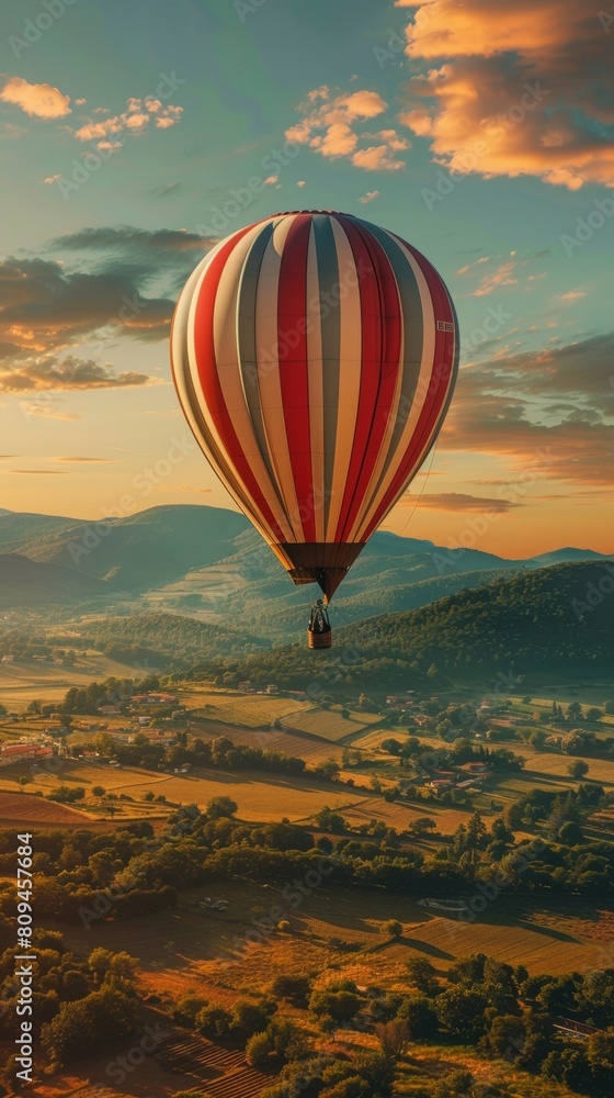Fototapeta premium Majestic hot air balloon at sunrise