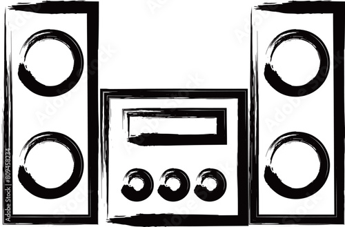 筆書き家電イラスト　ステレオ