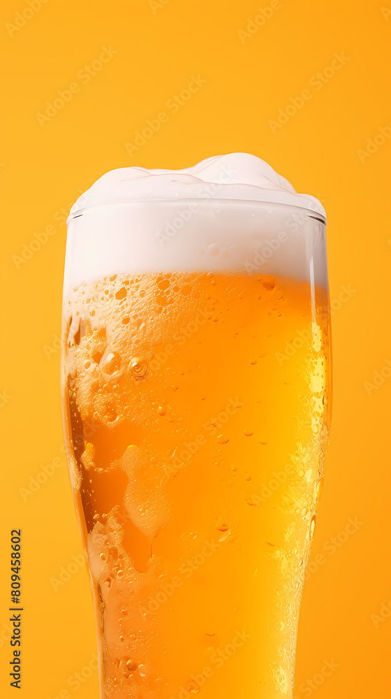 glass of beer on orange background glass of beer on orange background
