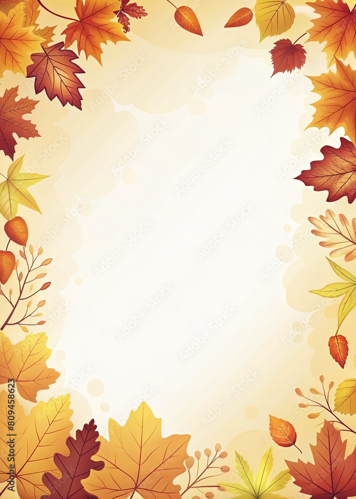Note Page Template background with autumn season theme border