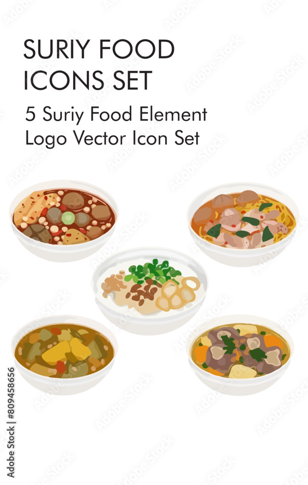 Suriy food element logo vector icon set Suriy food element logo vector icon set