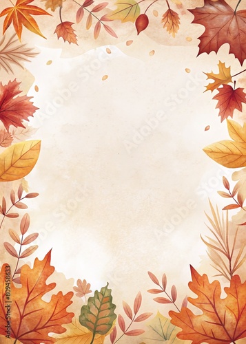 Note Page Template background with autumn season theme border