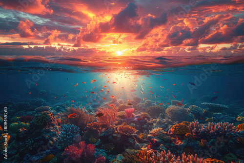 Sunset over the sea. Created with Ai © Image Innovate