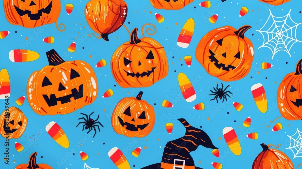 A classic Halloween elements pattern A classic Halloween elements pattern