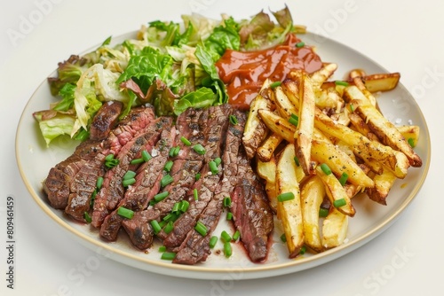 Juicy Air-Fryer Steak with Crispy French Fries and Fresh Greens