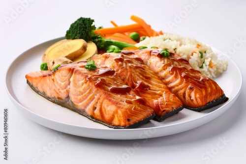 Air-Fried Hoisin-Glazed Salmon with Steamed Veggies