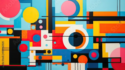 Close-up of overlapping geometric shapes in contrasting colors