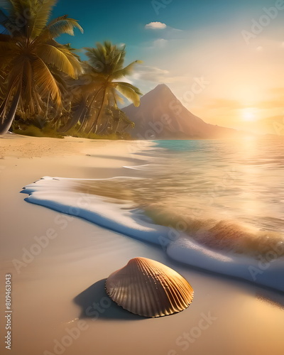 Seashells on the sand as a background 