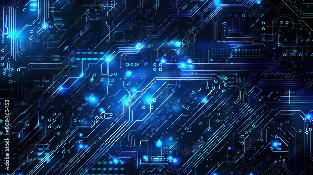 Circuit Board. Blue circuit wallpaper. Technology concept. High Tech Background Circuit Board. Blue circuit wallpaper. Technology concept. High Tech Background