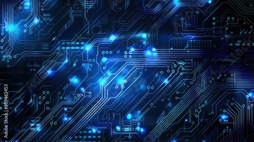 Circuit Board. Blue circuit wallpaper. Technology concept. High Tech Background