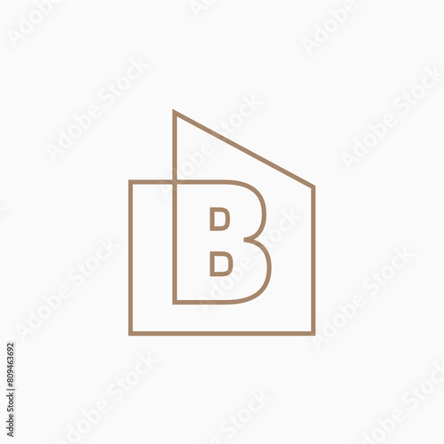 b Letter House Monogram Home mortgage architect architecture logo vector icon illustration © gaga vastard
