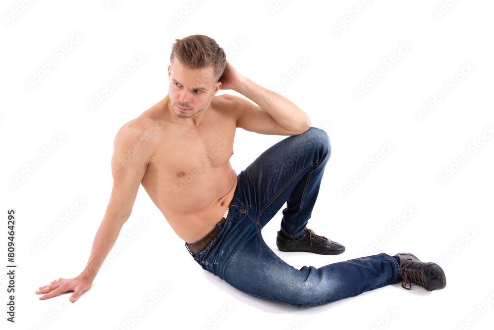 Attractive man posing over white background. Attractive man posing over white background.