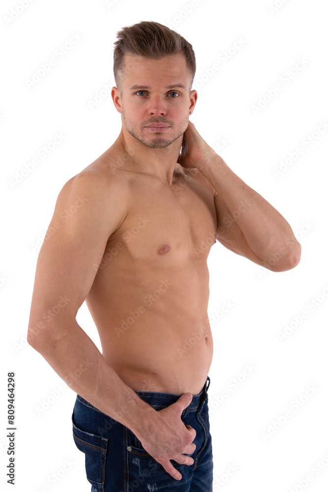 Attractive man posing over white background. Attractive man posing over white background.