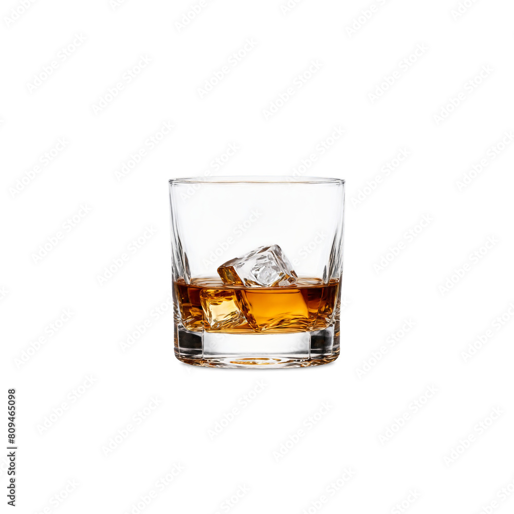 Whiskey glass short and stout with a heavy base one empty and one filled with Whiskey glass short and stout with a heavy base one empty and one filled with