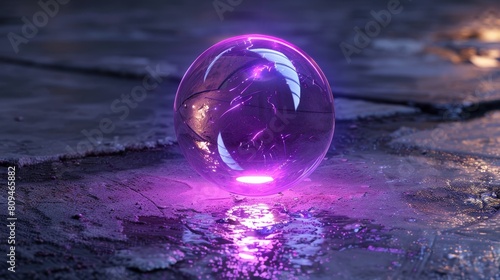 Amazing glowing purple orb. It looks like a magic ball. photo
