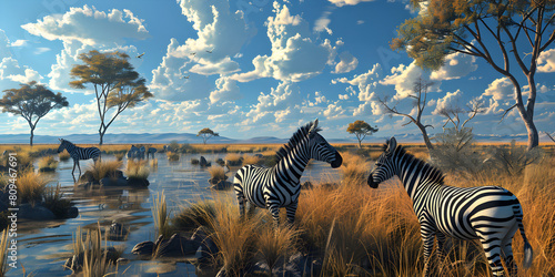 Zebras are enjoying in piece full place.
 photo