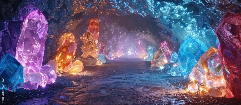 Glowing Gemstone Cavern of Captivating Crystalline Splendor