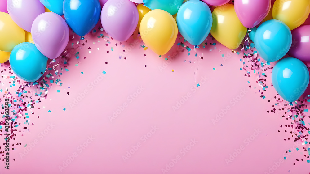 colorful balloons isolated on pastel background, party concept balloons background, AI generated colorful balloons isolated on pastel background, party concept balloons background, AI generated