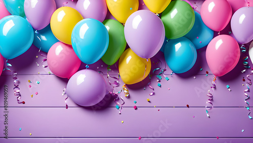 colorful balloons isolated on pastel background, party concept balloons background, AI generated