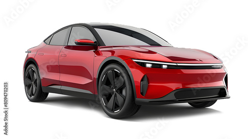 Electric car in concept, EV car isolated on white background, image ai generate	
