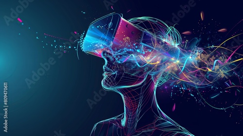 Virtual Dimension  Futuristic Abstract VR Experience Vector Style