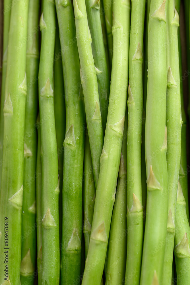 Organic asparagus, Green vegetables in spring, Food background Organic asparagus, Green vegetables in spring, Food background