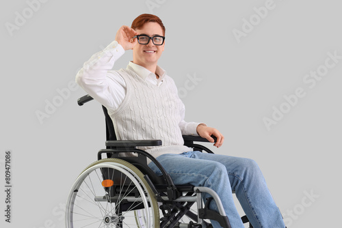 Office worker in wheelchair...
