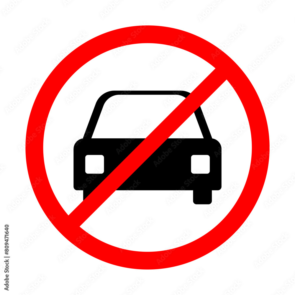 No car allowed prohibition vector icon sign Do not drive symbol, no cars entry isolated on white background.illustration No car allowed prohibition vector icon sign Do not drive symbol, no cars entry isolated on white background.illustration