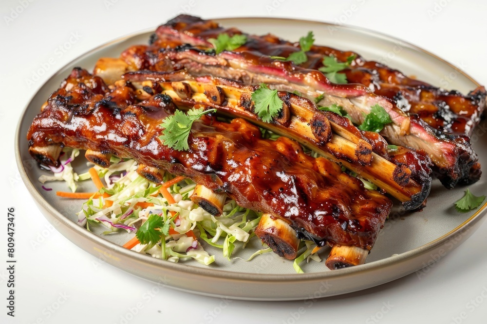 Tender Spare Ribs on a Bed of Crisp Slaw Tender Spare Ribs on a Bed of Crisp Slaw