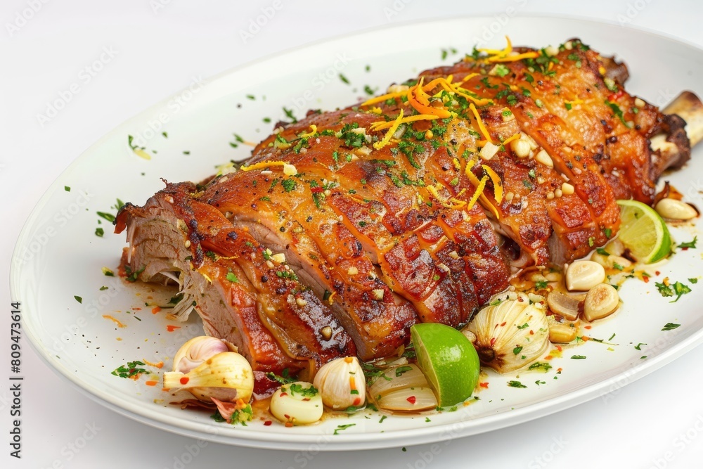 Ajo's Lechon Asado: Elegantly Presented Pork Shoulder with Chicken Stock Ajo's Lechon Asado: Elegantly Presented Pork Shoulder with Chicken Stock