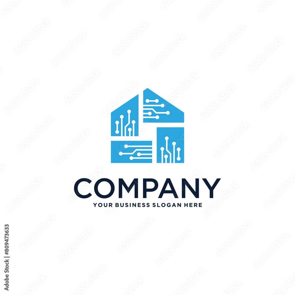 real estate logo design with building and house