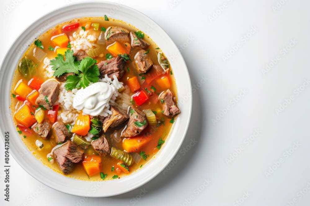 Cuban Ajiaco Soup with Tasajo and Pork Stew Meat in Homemade Cuisine Cuban Ajiaco Soup with Tasajo and Pork Stew Meat in Homemade Cuisine