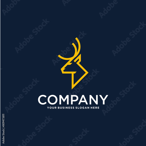 deer logo design with art lines