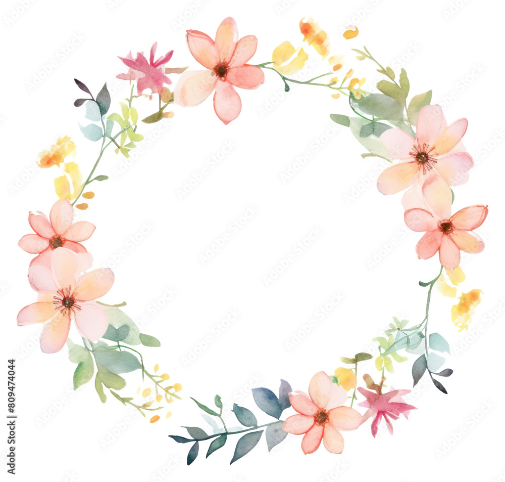 PNG Little flower circle border pattern wreath plant. AI generated Image by rawpixel.