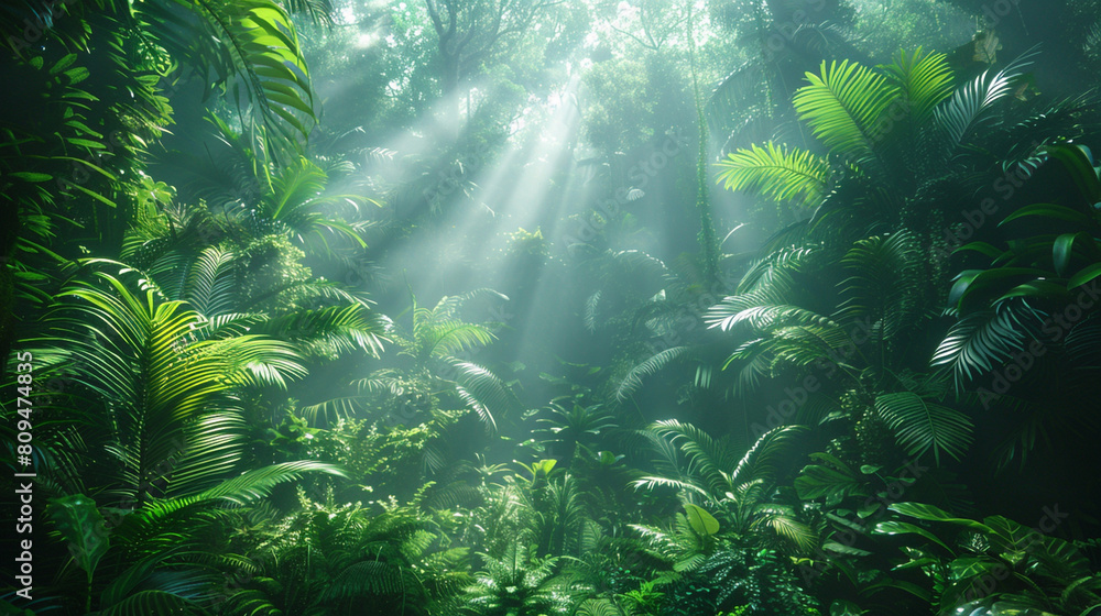 Lush Green Forest Filled With Abundant Plants