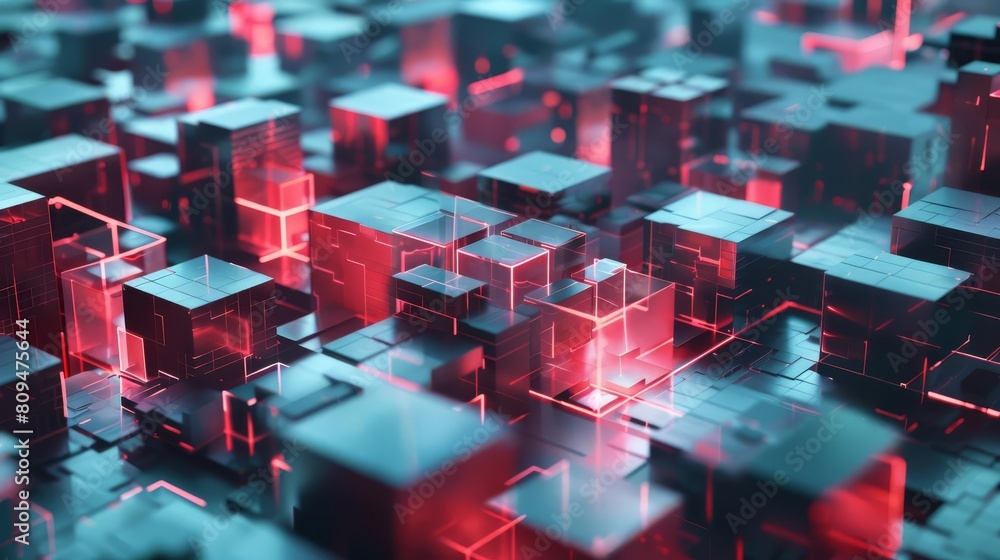 A network of blocks being assembled into larger clusters, symbolizing modular growth and scalability
