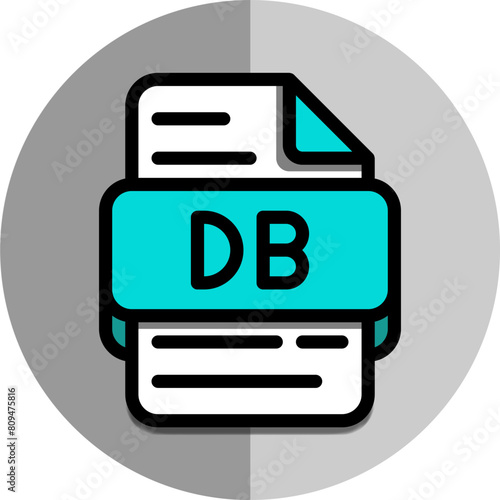 Db file type icons. document files format symbol icon. with flat style and background.