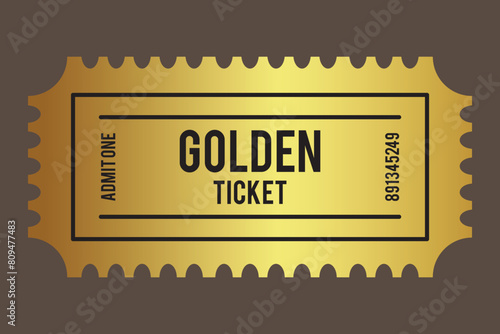 Realistic golden show ticket. Realistic Golden ticket. Admit one. Old premium Gold vintage tickets realistic vector illustration. 11:11