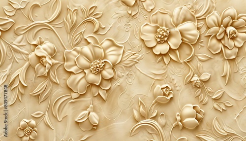 A seamless, tiled paper texture with repeating floral motifs