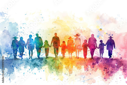 People of all generations and ages stand together in unity for inclusivity, peace and community spirit