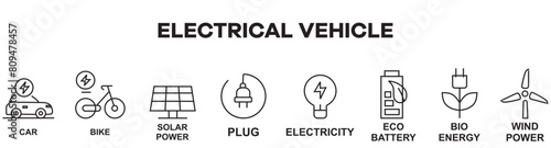 Electric cars icons set. Such as power station, fast charging, parking, socket, car and battery charge and others. editable vector stroke