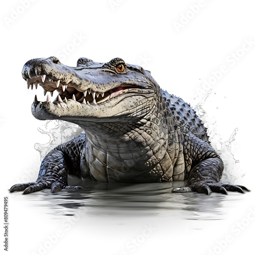 A Crocodile Isolated Against a Serene Background  Solitude in the Wild