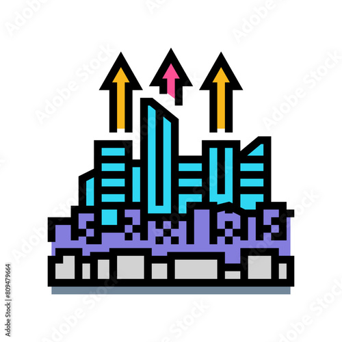 urban sprawl cyberpunk color icon vector. urban sprawl cyberpunk sign. isolated symbol illustration